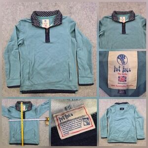 Fat Face The Airlie Sweater Womens 4 Blue Collared 1/4 Zip Pockets Pullover